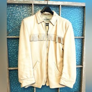 Vintage 1950’s deerskin leather fringe jacket, Midwestern Sport Togs, size Med
